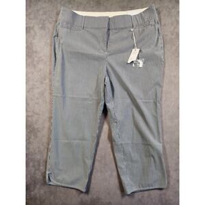 Lane Bryant The Allie Crop Pants Womnes Size 18 Blue Stripped Stretch NEW NWT